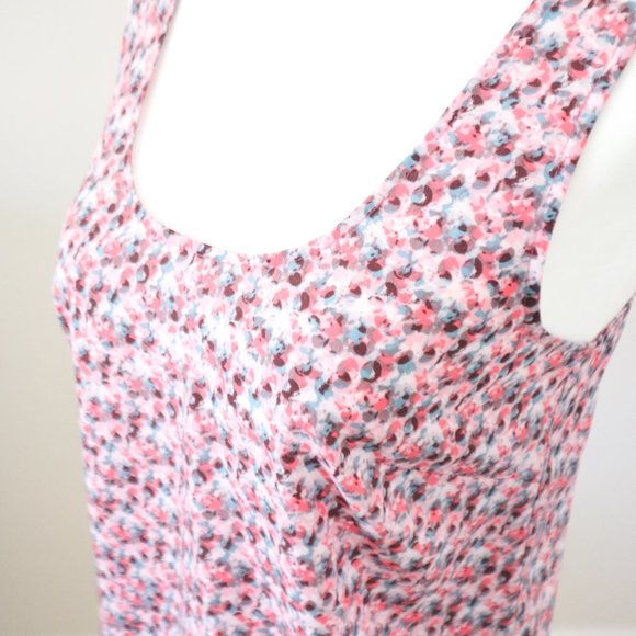 J. Crew Pink Blue Print Tank Cross Strap Back 00 - Picture 2 of 4